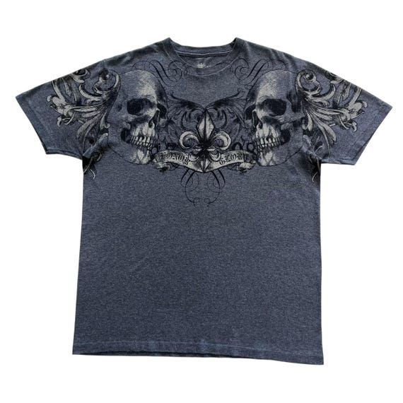 00s y2k スカルドラゴンクロス Tシャツ XLサイズ グレー 00s y2k スカルドラゴンクロス Tシャツ XLサイズ グレー Helix Skull