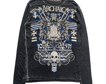 Affliction Skull Wing Grunge Cyber Y2K Style Long Sleeve