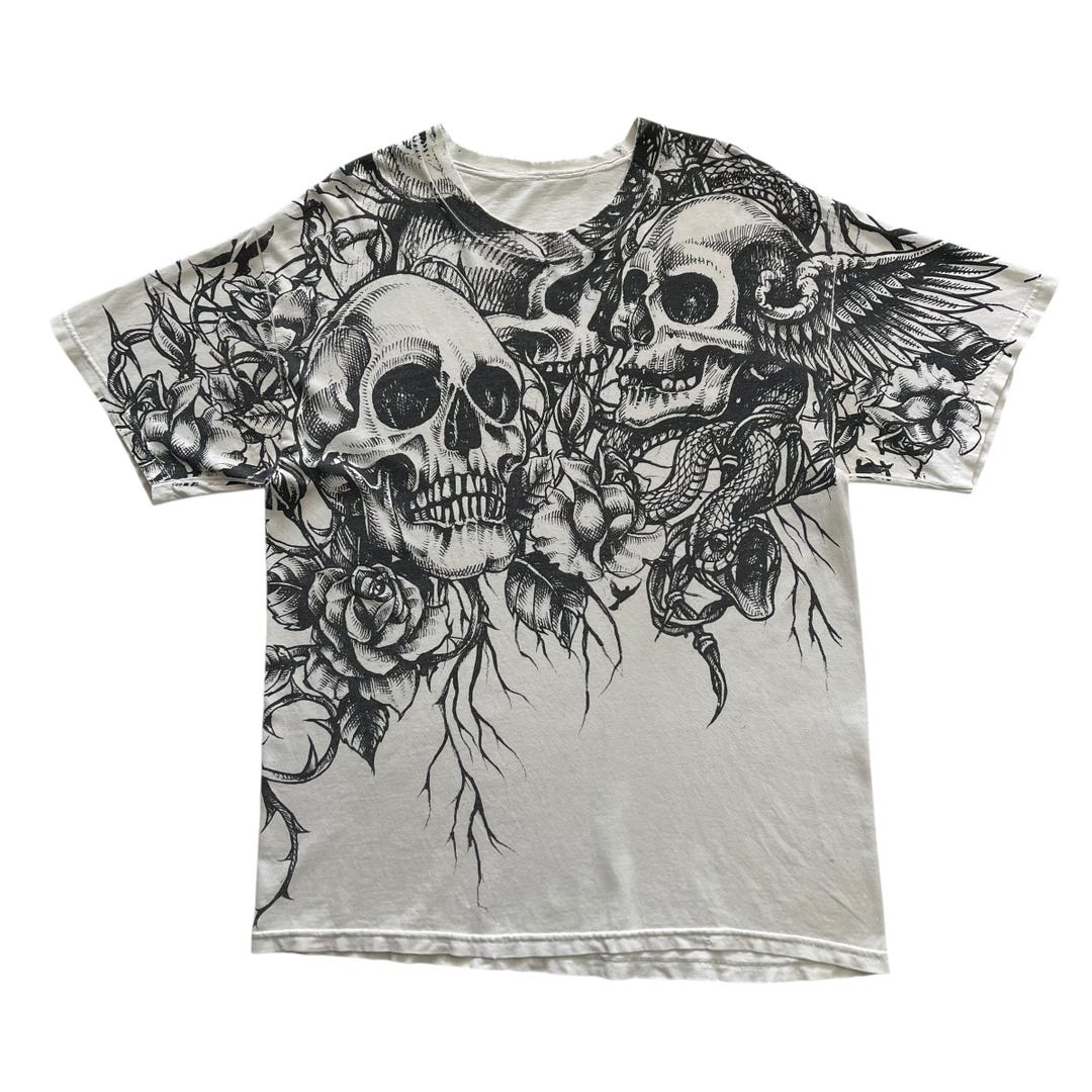 Skull Grunge Cyber Y2K Style T-shirt - Etsy