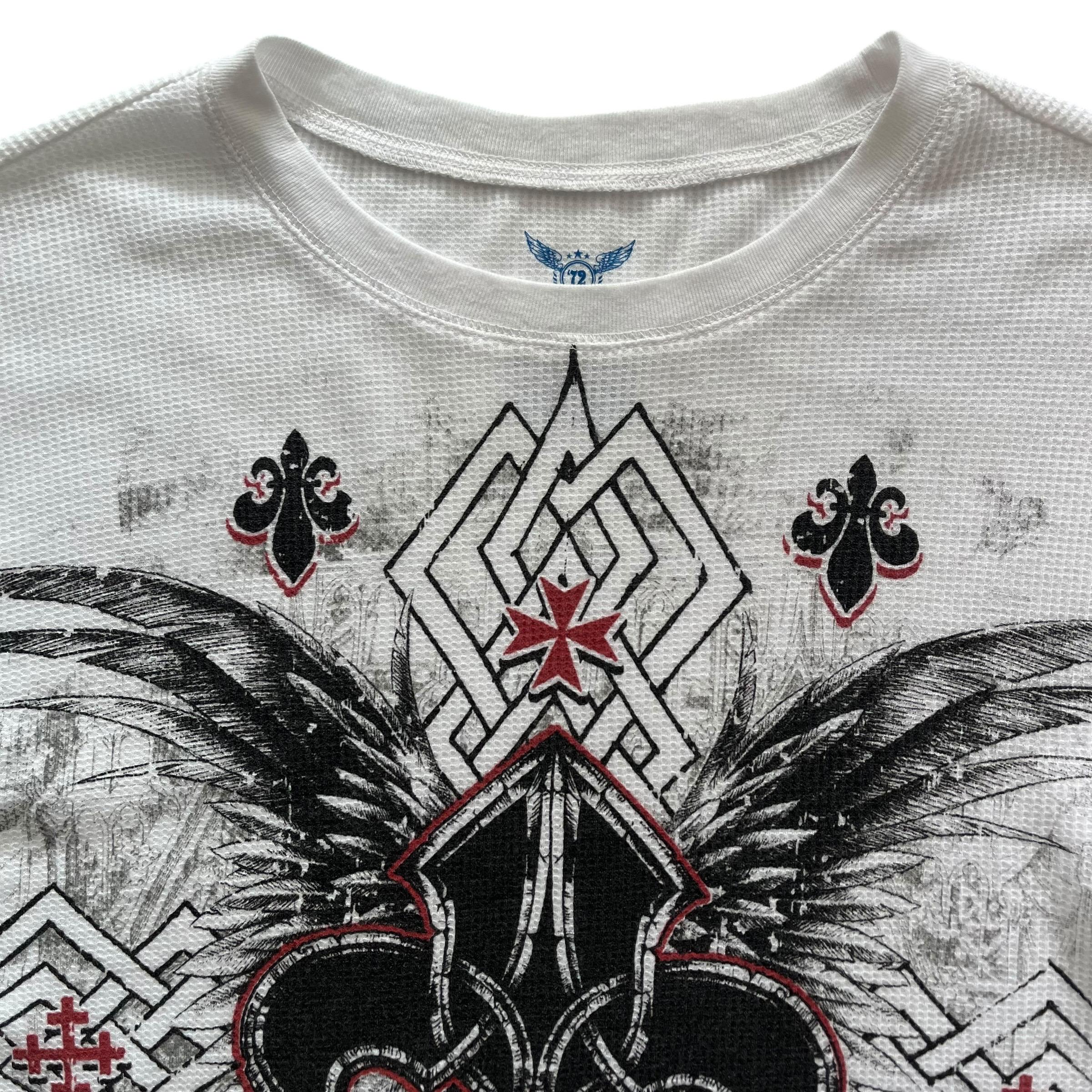 Faded Glory Cross Wing Grunge Cyber Y2K Thermal Style Long