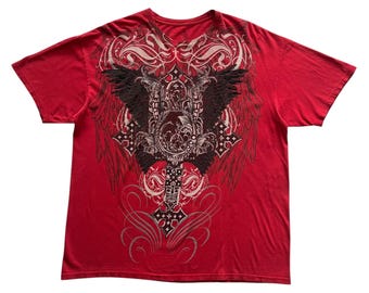 Carbon Black Cross Wing Grunge Cyber Y2K Style T-Shirt