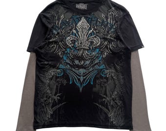Xzavier Cross Wing Rhinestone Grunge Cyber Y2K Style T-shirt