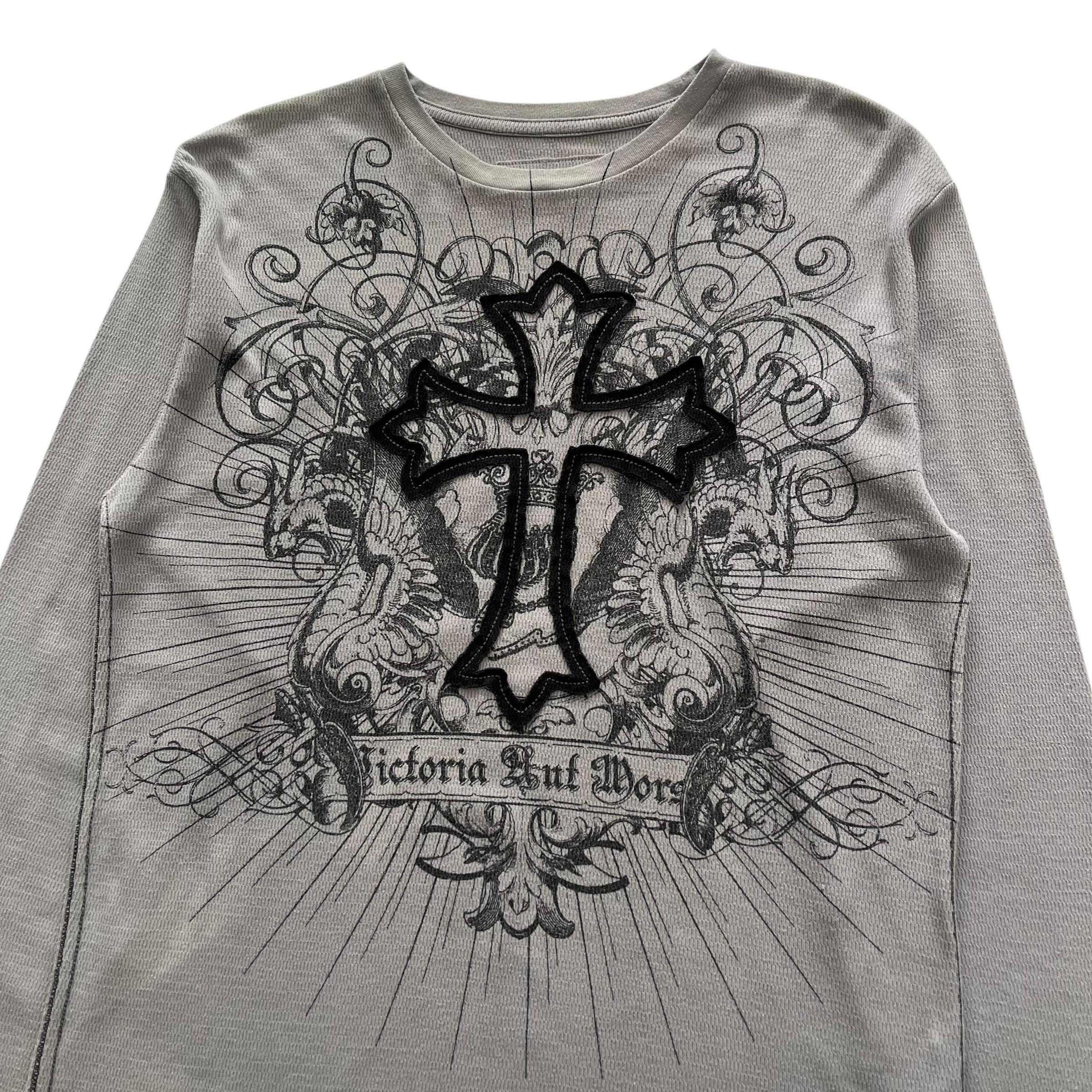 Cross Grunge Cyber Y2K Thermal Style Long Sleeve - Size M - Etsy