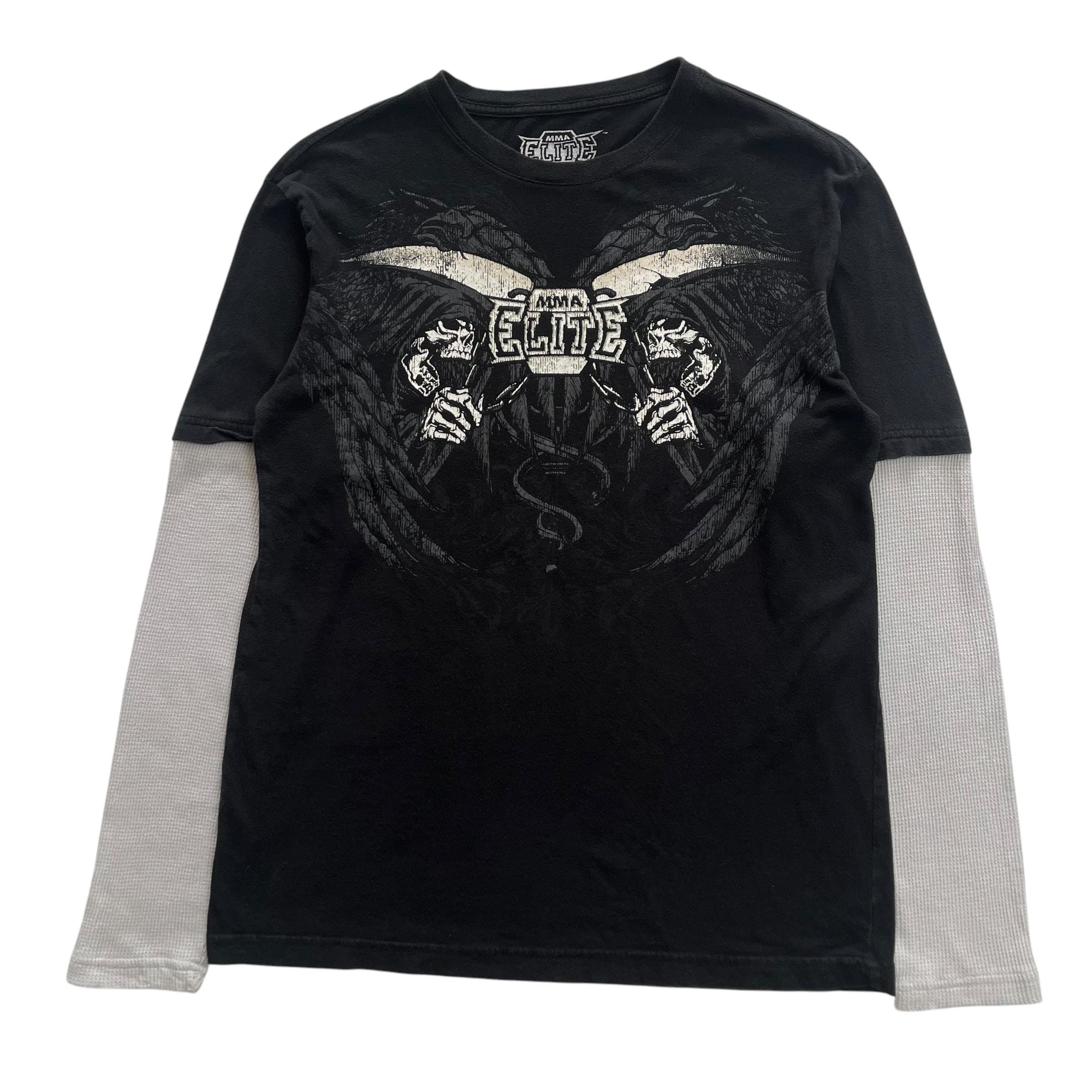 MMA Elite Skull Double Layer Grunge Cyber Y2K Style Long