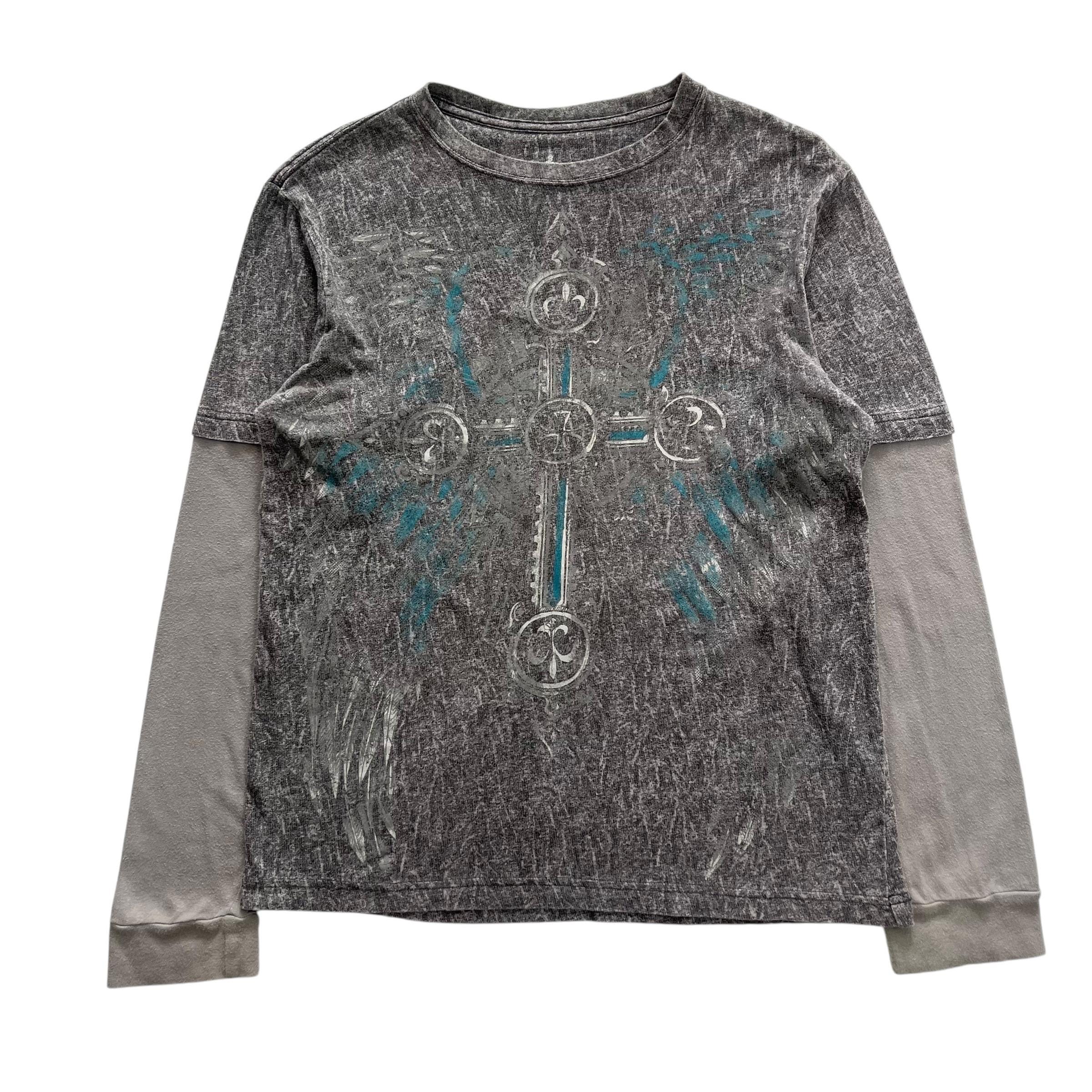 Helix Cross Wing Double Layer Grunge Cyber Y2K Style Long Sleeve
