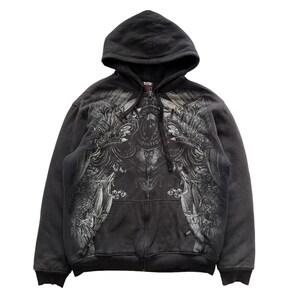 KEROYA　スカジャン　Size.M Cropped Heads MMA Elite Skull Cross Grunge Cyber Y2K Sherpa Full Zip