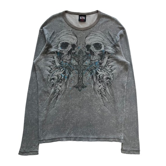 MMA Elite Skull Cross Wing Grunge Cyber Y2K Thermal Style MMA Elite Skull Cross Wing Grunge Cyber Y2K Thermal Style