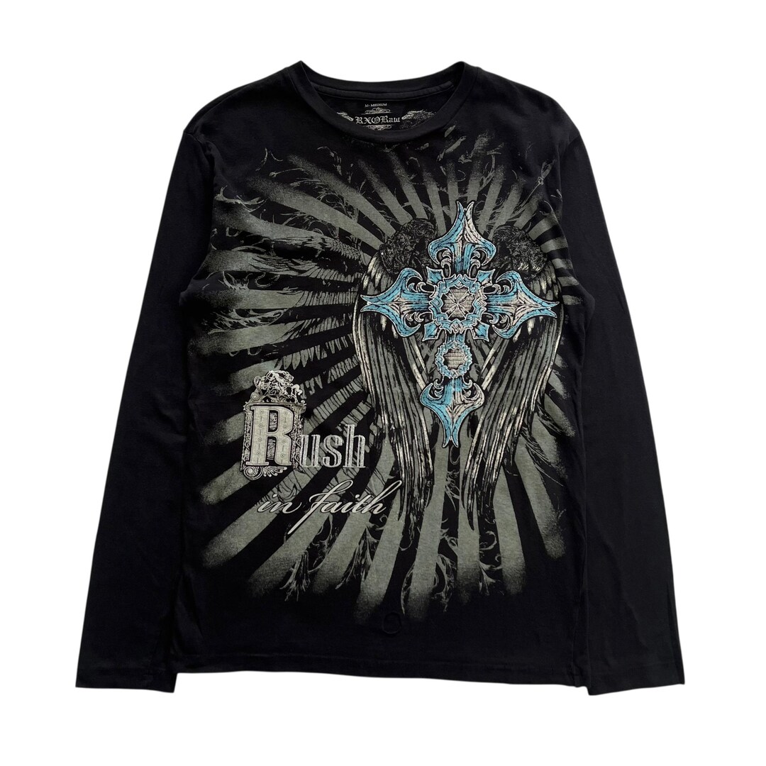 Rxoraw Cross Wing Grunge Cyber Y2K Thermal Style Long Sleeve - Etsy