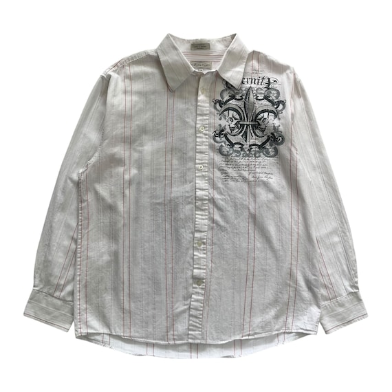 Eighty Eight Skull Cross Grunge Cyber Y2K Style Long Sleeve Button