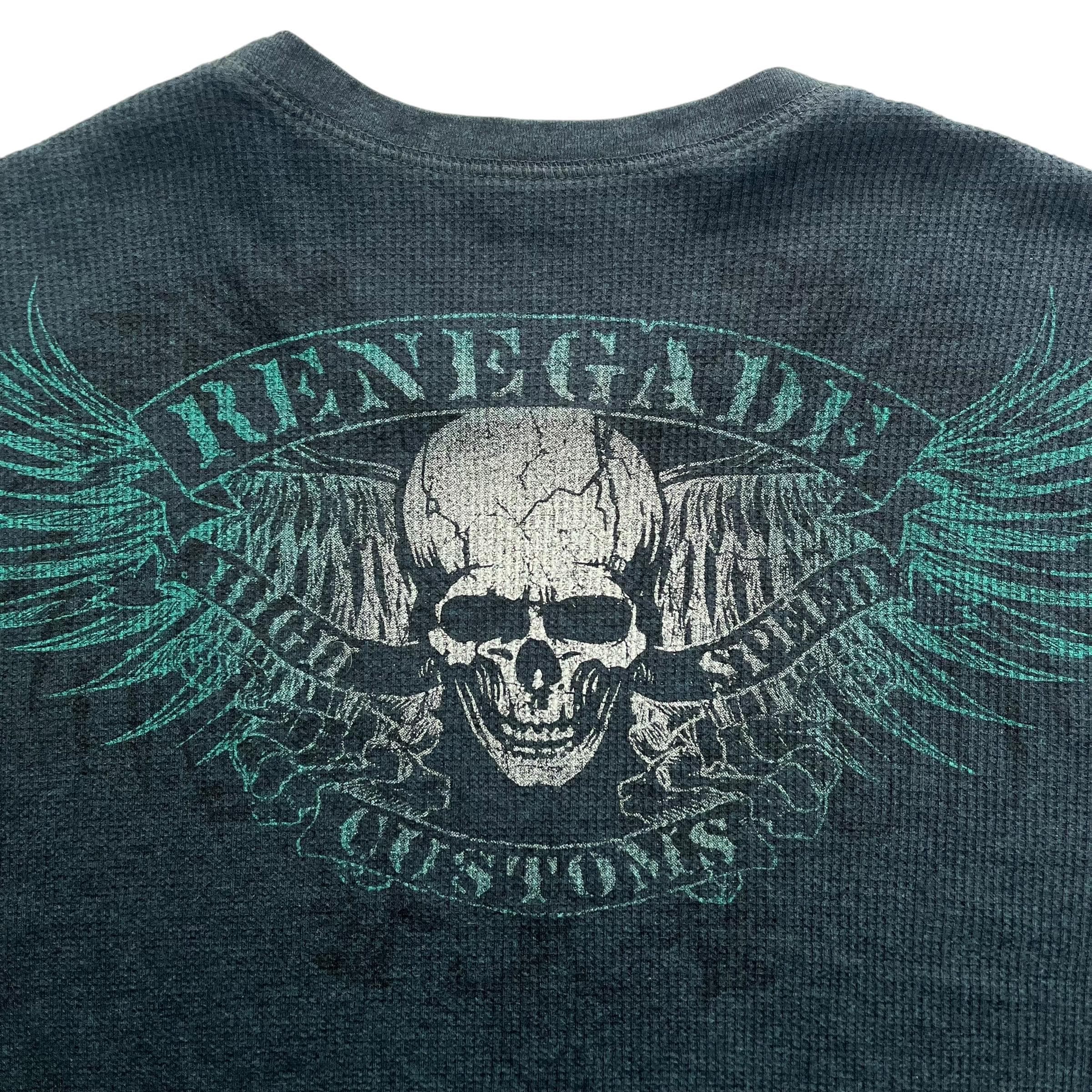 Faded Glory Skull Wing Grunge Cyber Y2K Thermal Style Long Sleeve