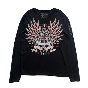 Gebrechen Kreuz Flügel Grunge Cyber Y2K Style lange Ärmel