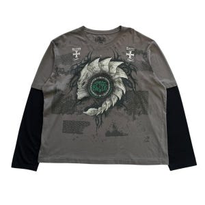 MMA Elite dubbellaags grunge cyber Y2K-stijl met lange mouwen