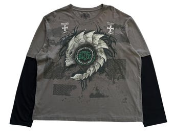 トップス diesel grunge boarder long sleeve shirt Men's Destroyed layered long-sleeve T-shirt | Black | Diesel