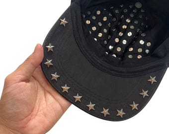 Black Punk Rock Studded Spiked Hat – Unisex Grunge Y2K Streetwear