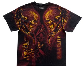 Affliction サーマル xzavier スカル 十字架 mma Xzavier Skull Cross Wing Grunge Cyber Y2K Style T-shirt - Etsy