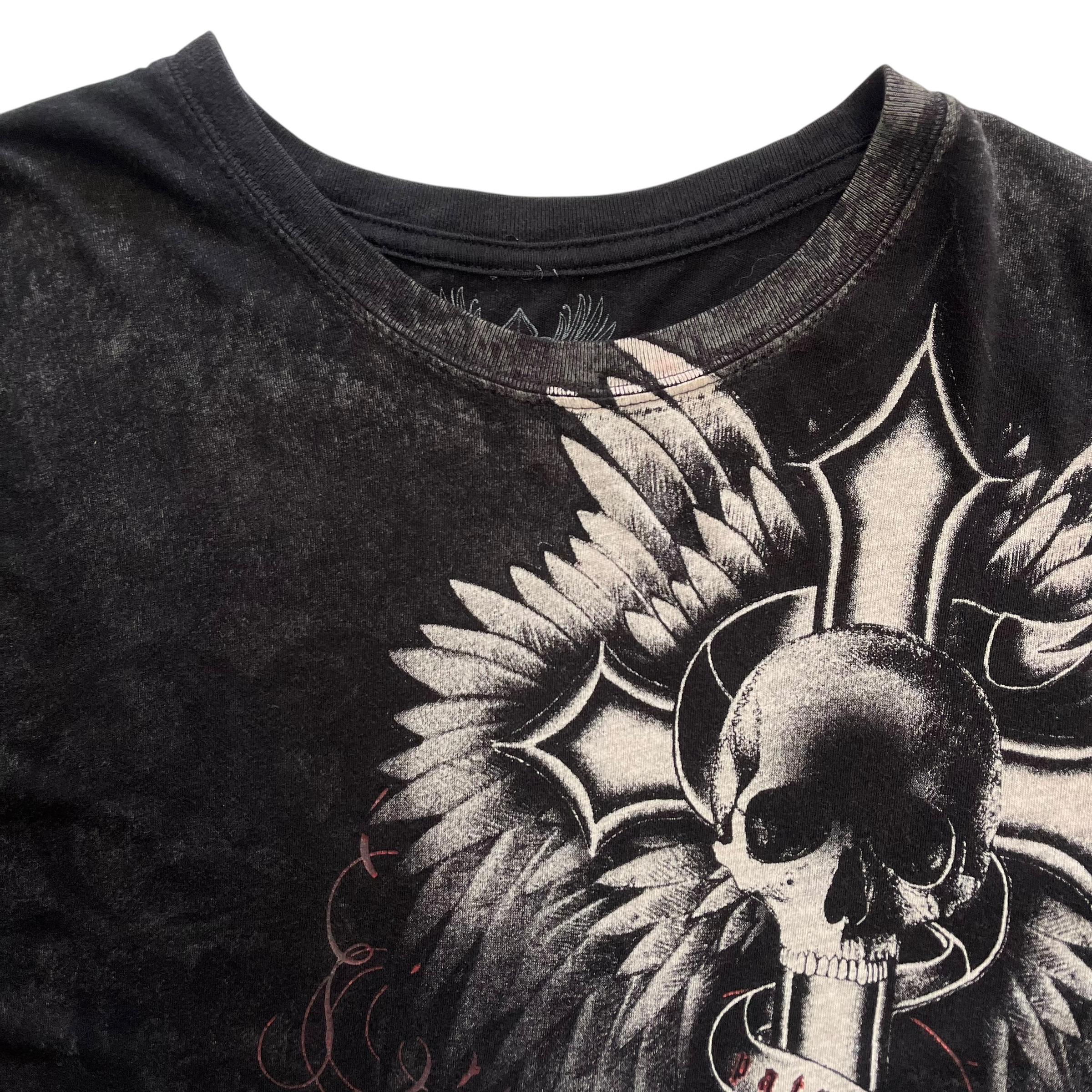 Xzavier Skull Cross Wing Grunge Cyber Y2K Style T-shirt - Etsy