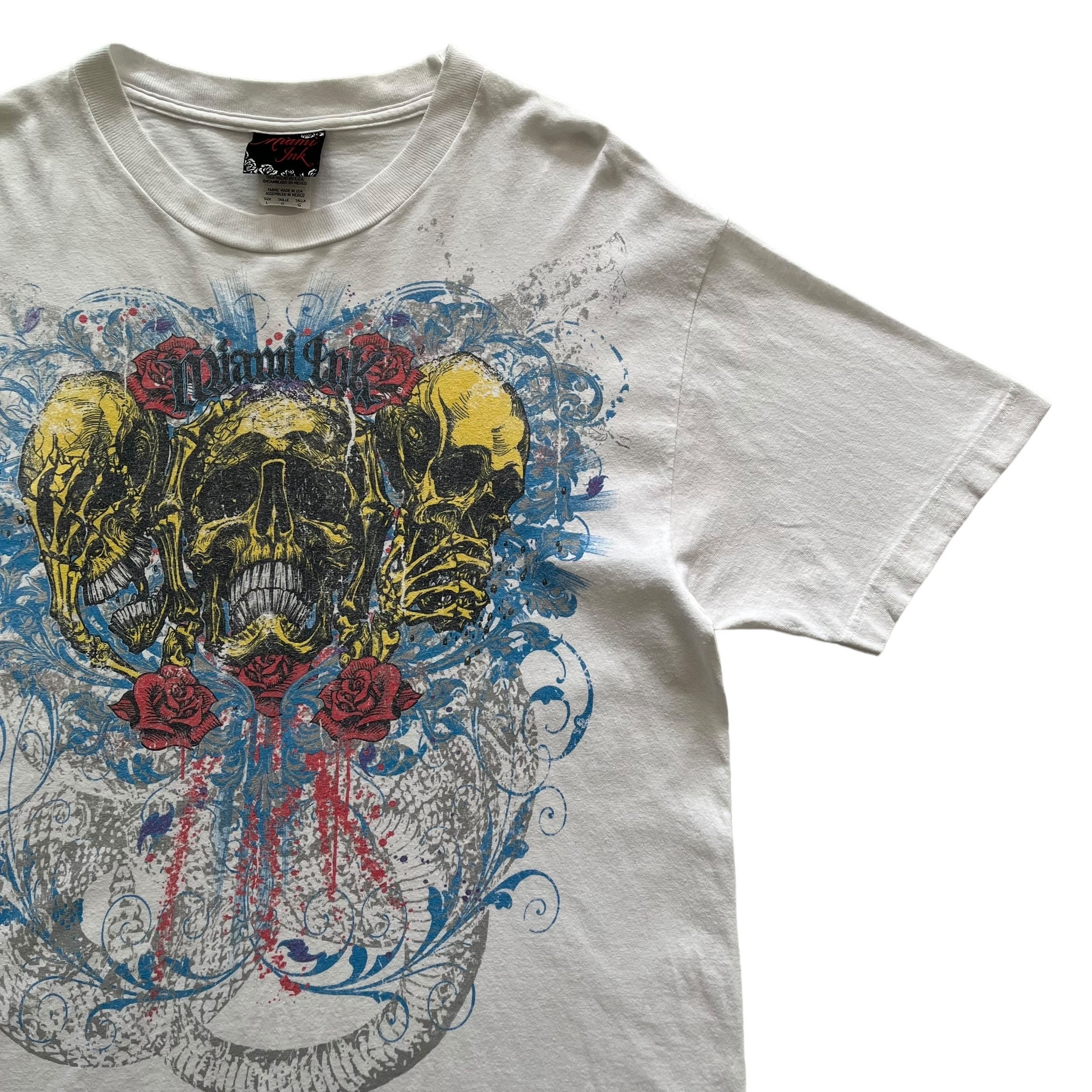Miami Ink Skull Roses Grunge Cyber Y2K Style T-shirt - Etsy