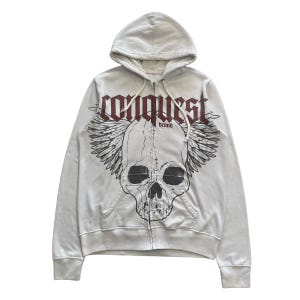 Conquest Skull Wing Grunge Cyber Y2K Style Zip up Hoodie - Etsy