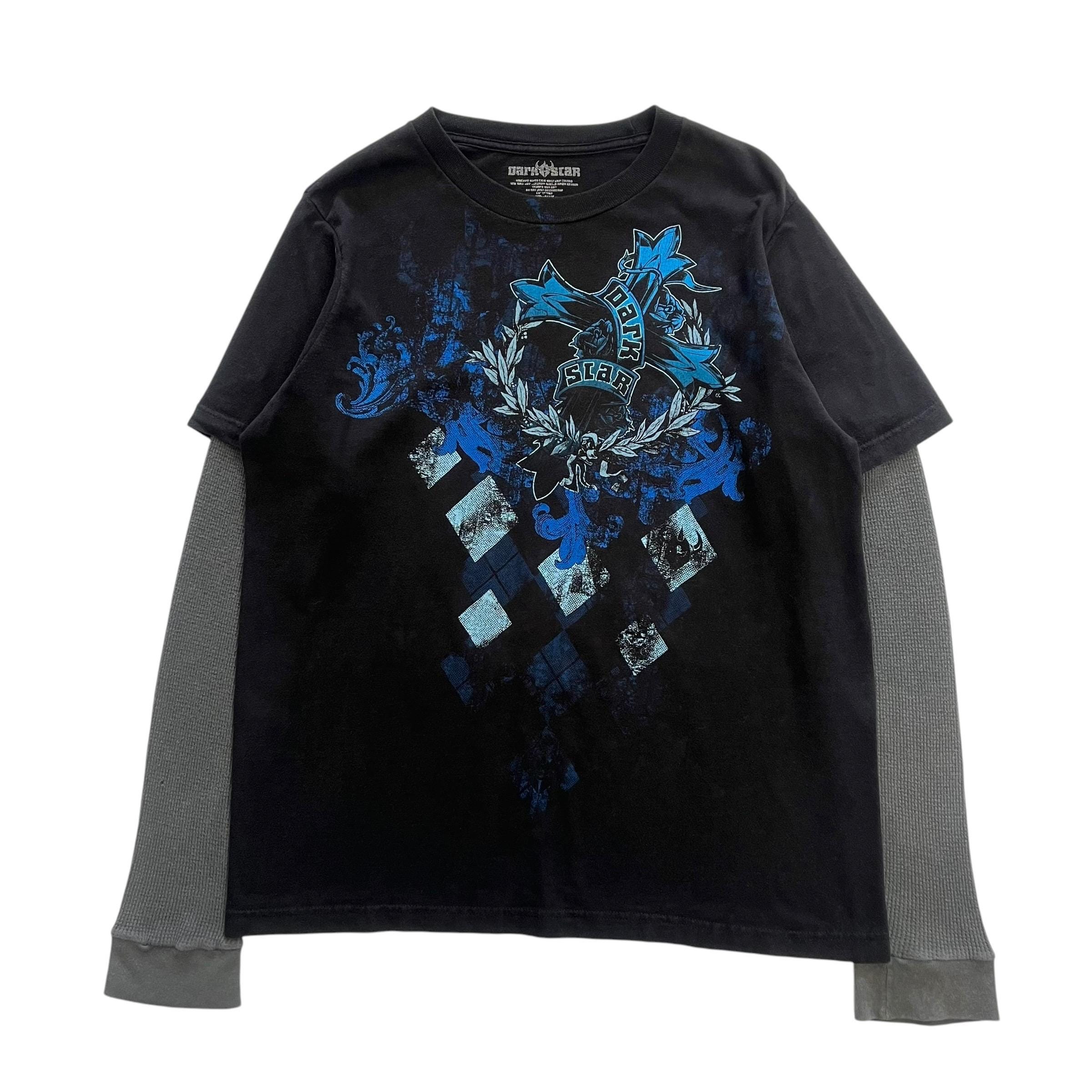 Dark Star Cross Double Layer Grunge Cyber Y2K Style Long Sleeve - Etsy