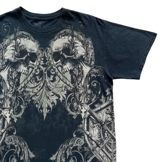 MMA Elite Skull Cross Grunge Cyber Y2K Style T-shirt - Etsy