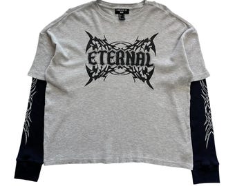 トップス diesel grunge boarder long sleeve shirt Men's Destroyed layered long-sleeve T-shirt | Black | Diesel