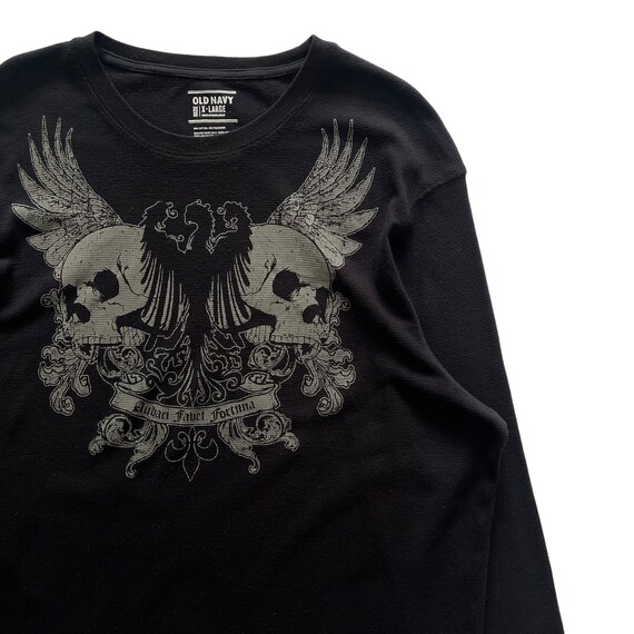 Old Navy Skull Wing Grunge Cyber Y2K Thermal Style Long Sleeve - Etsy