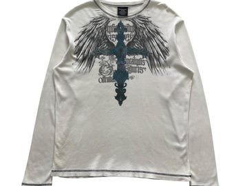 No Boundaries Skull Cross Wing Grunge Cyber Y2K Thermal Style Long