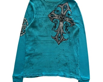Raw State Cross Wing Grunge Cyber Y2K Thermal Style Long Sleeve