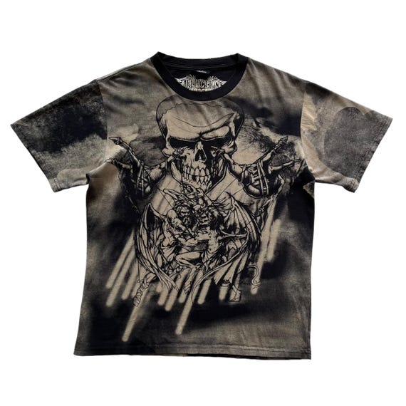 Affliction Skull Grunge Cyber Y2K Style T-shirt - Etsy