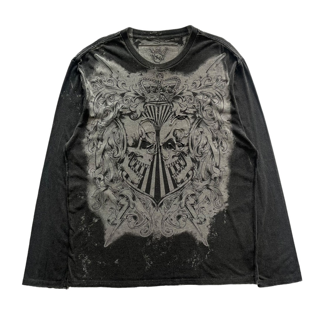 XG Skull Cross Grunge Cyber Y2K Style Long Sleeve - Etsy