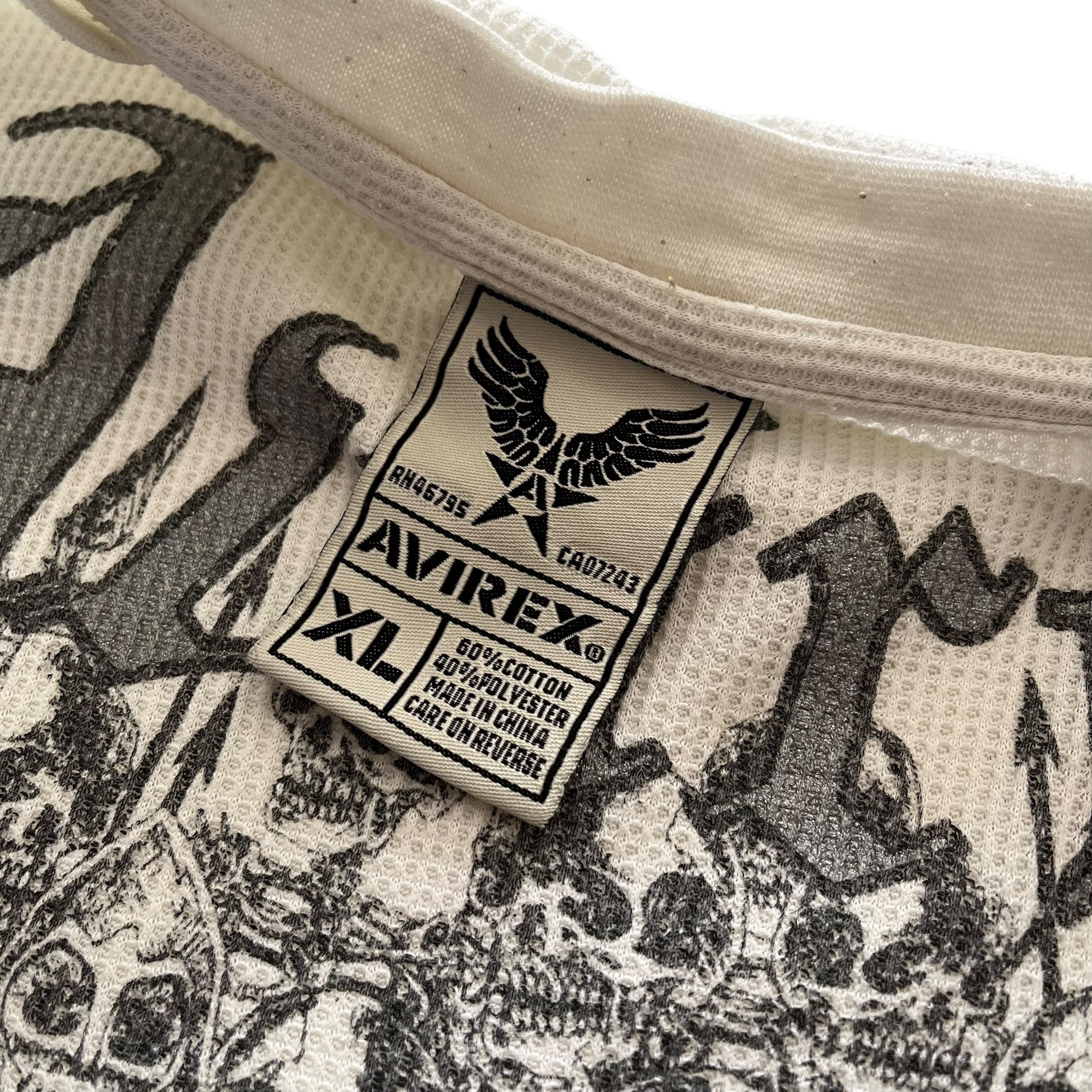 Rare Avirex Ghost Mountain Grunge Y2K Thermal Style Long Sleeve 
