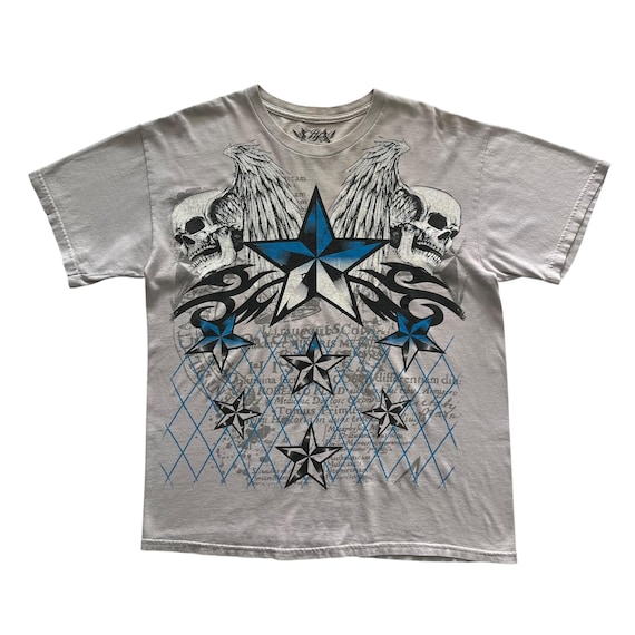 Skull Star Wing Grunge Cyber Y2K Style T-shirt - Etsy