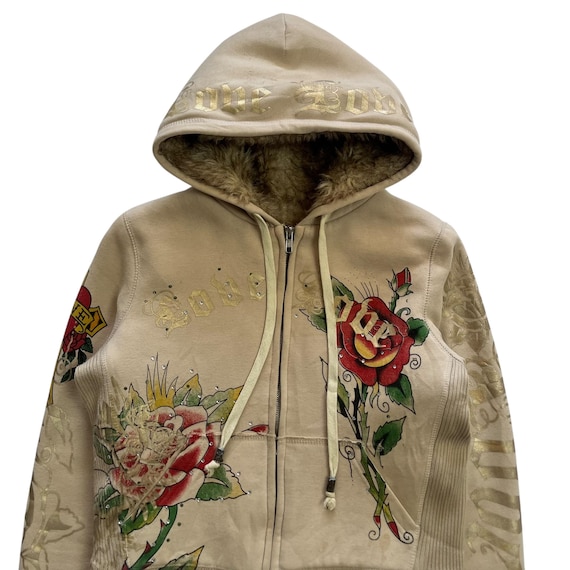 Sanjoy Ed Hardy Fur Grunge Cyber Y2K Style Zip up Hoodie - Etsy Israel