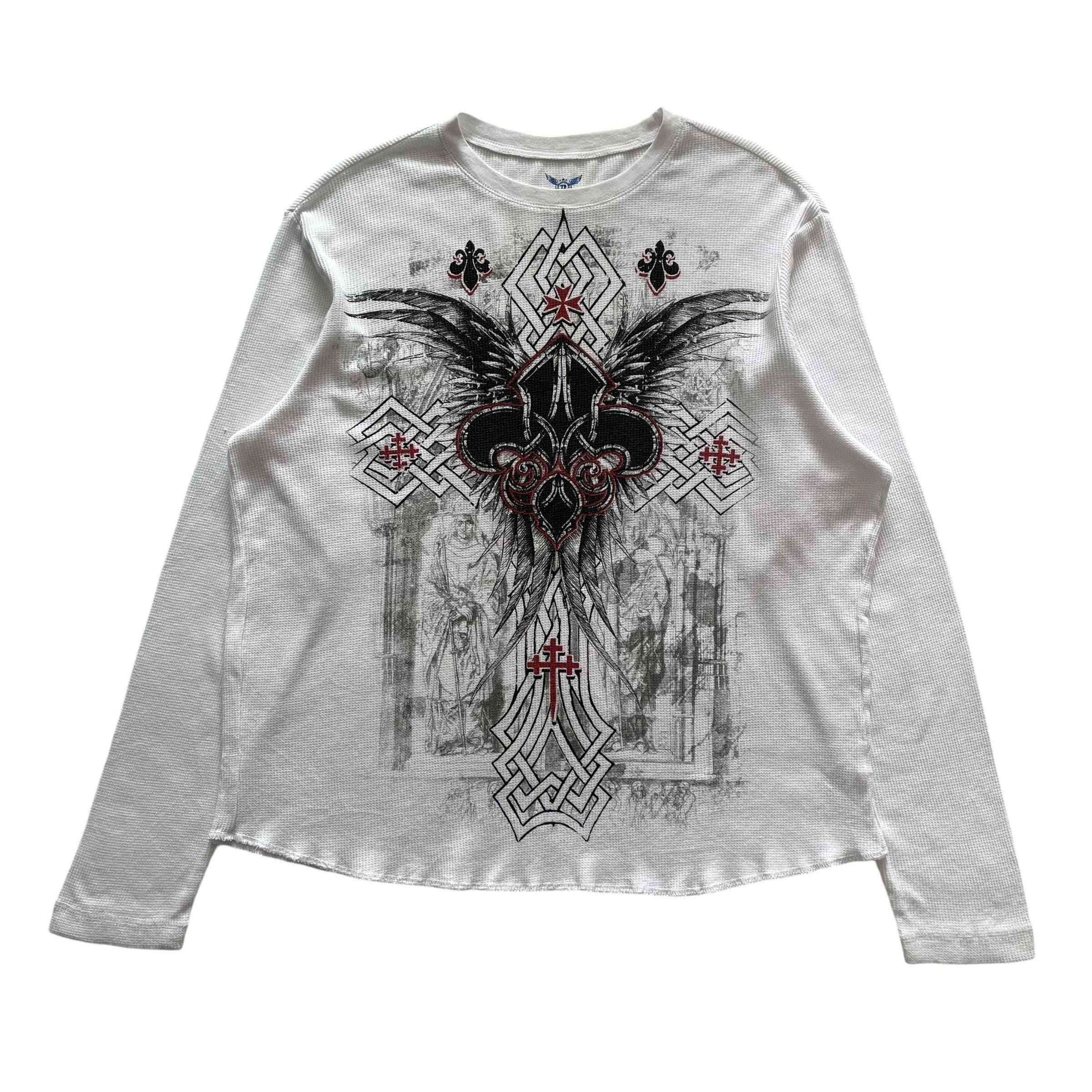 【Raucohouse】Faded washed vintage crack long sleeve NERVE SHATTER