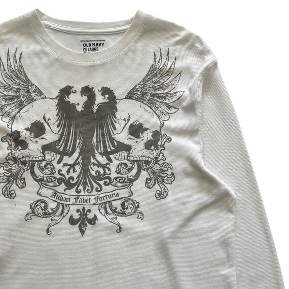 Old Navy Skull Wing Grunge Cyber Y2K Thermal Style Long Sleeve 