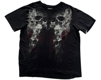 Affliction Signature Series Randy Couture Skull Wing Grunge Cyber