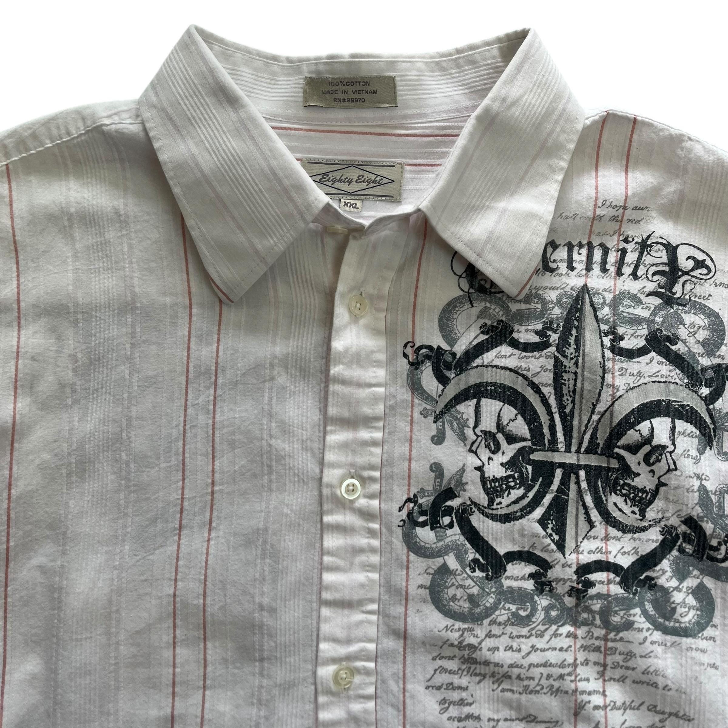 Eighty Eight Skull Cross Grunge Cyber Y2K Style Long Sleeve Button