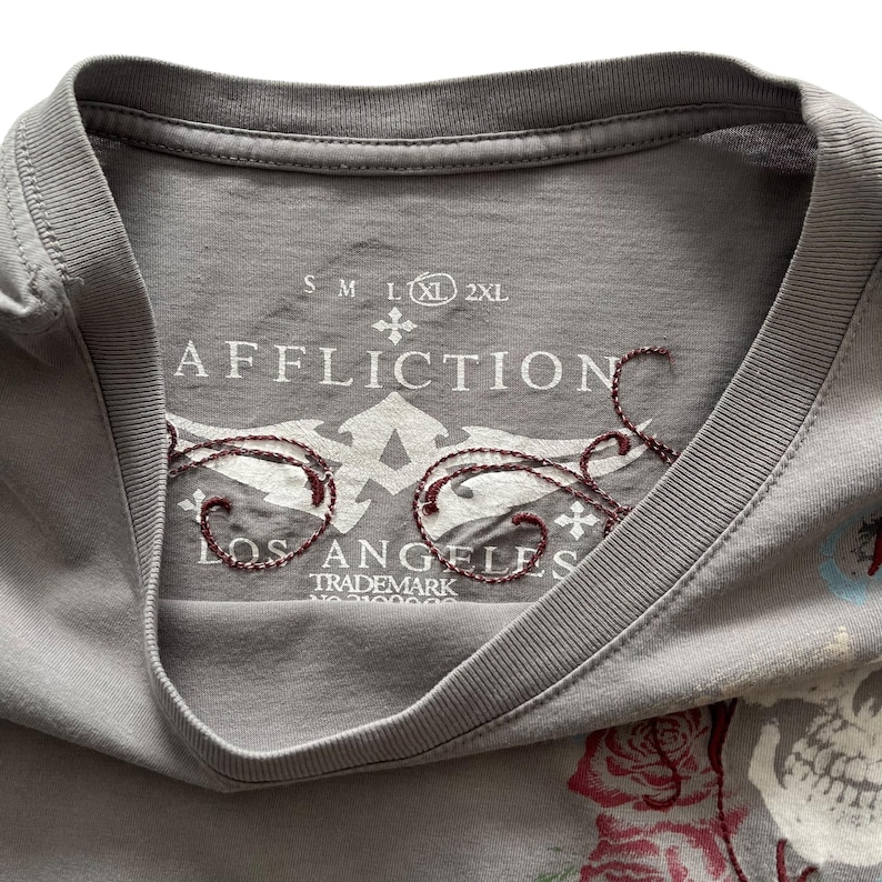 Affliction Roses Skull Cross Grunge Cyber Y2K Style T-shirt - Etsy