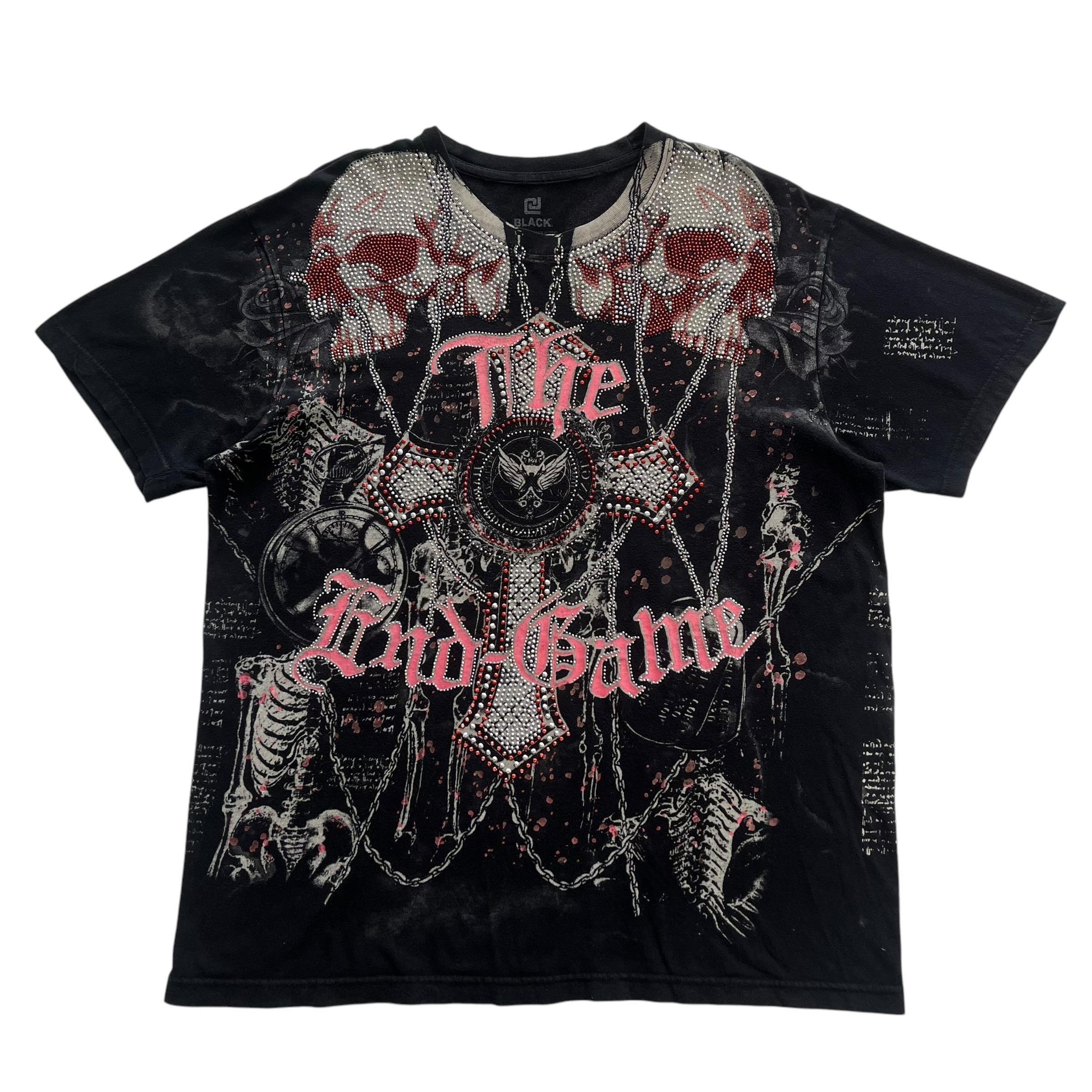 トップス 00s- Grunge Skull Cross Long T-shirt Y2K Skull Cross Rhinestone Grunge Cyber Y2K Style T-shirt - Etsy