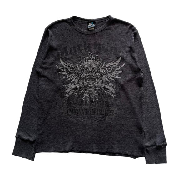 Skull Wing Grunge Cyber Y2K Thermal Style Long Sleeve - Etsy