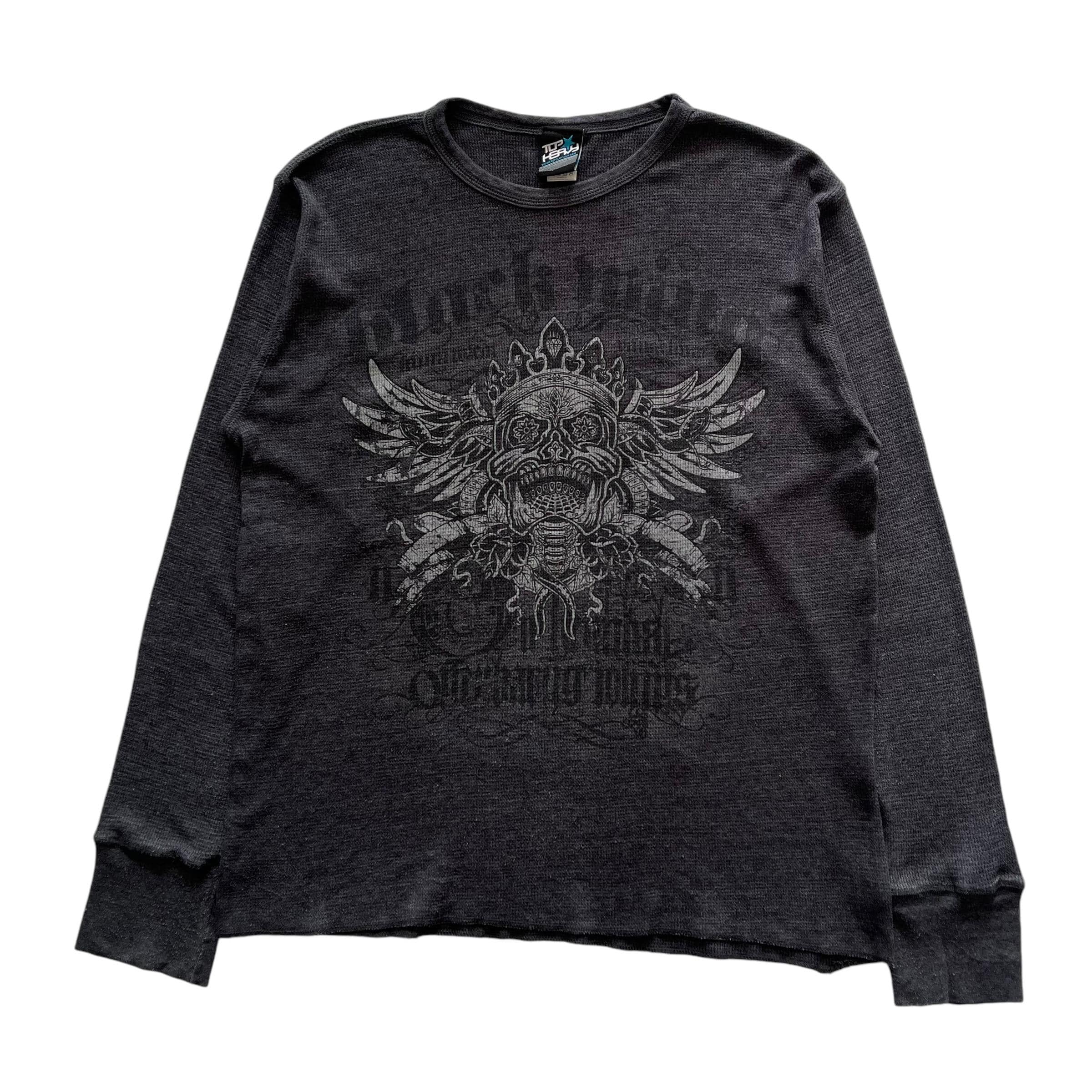 Skull Wing Grunge Cyber Y2K Thermal Style Long Sleeve - Etsy
