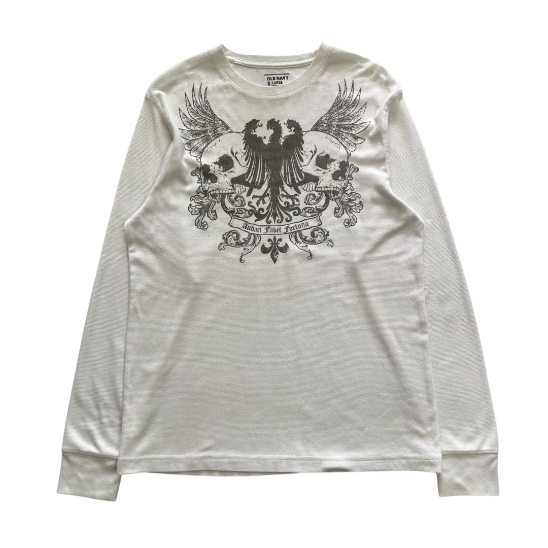 Old Navy Skull Wing Grunge Cyber Y2K Thermal Style Long Sleeve