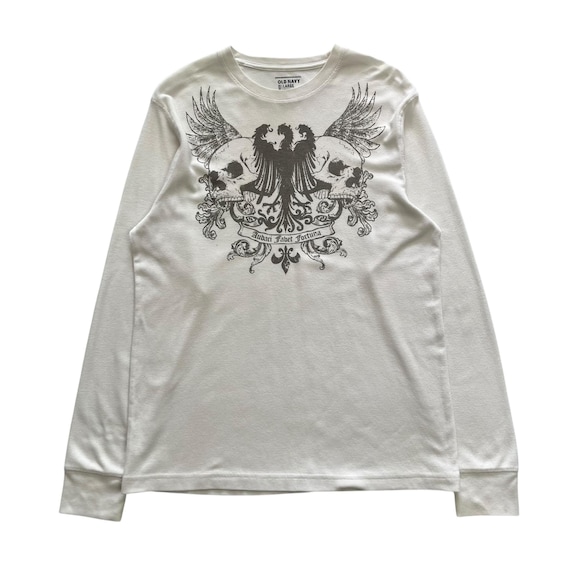 Old Navy Skull Wing Grunge Cyber Y2K Thermal Style Long Sleeve