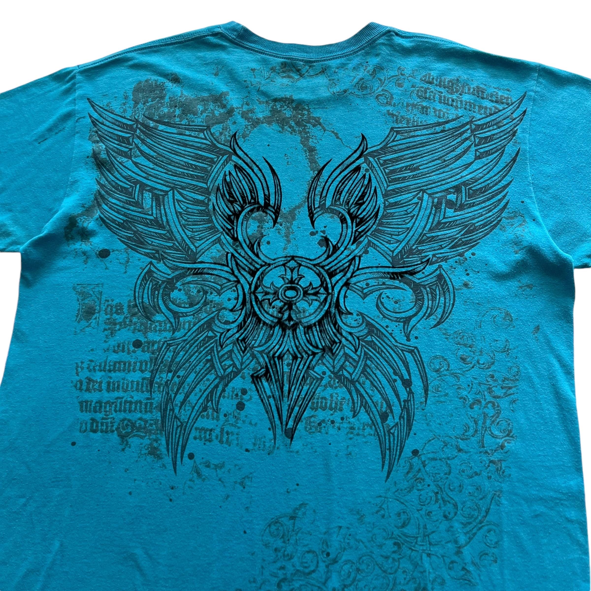 eessay☆SERAPHIC T SHIRT 002 Xzavier Skull Cross Wing Grunge Cyber Y2K Style T-shirt - Etsy