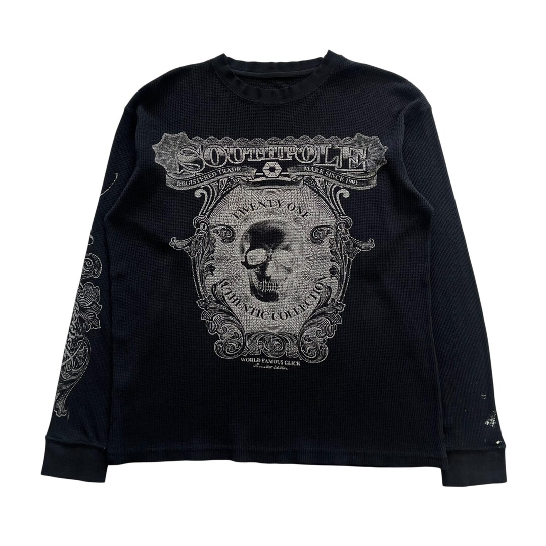 Southpole Skull Grunge Cyber Y2K Thermal Style Long Sleeve - Etsy