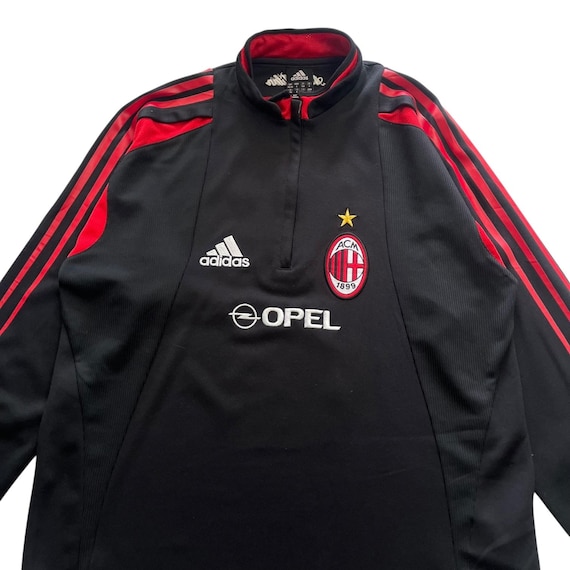 Vintage 2004-05 Adidas AC Milan Training Jumper Quarter Zip Long
