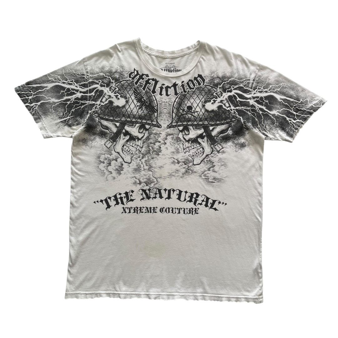 Affliction Signature Series Randy Couture Skull Wing Grunge