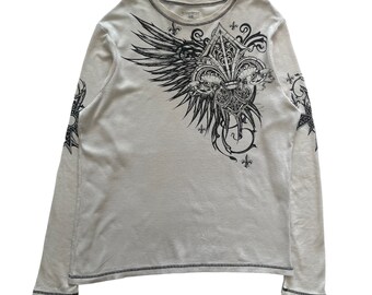 No Boundaries Cross Wing Grunge Cyber Y2K Thermal Style Long Sleeve