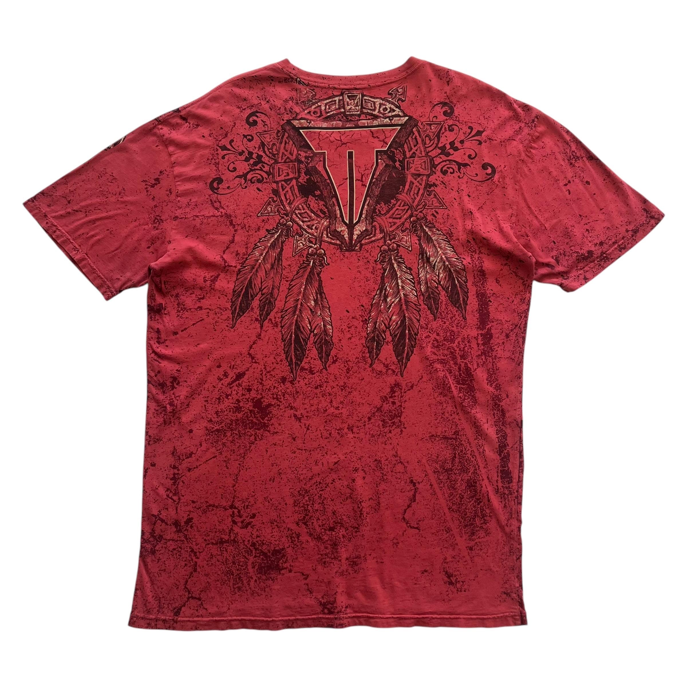 【送料込】GLAVIL スカル 十字架 DARK RED RUM 系 Y2K Vintage Carbon Black Shirt Mens Large Red Y2K Cyber Goth