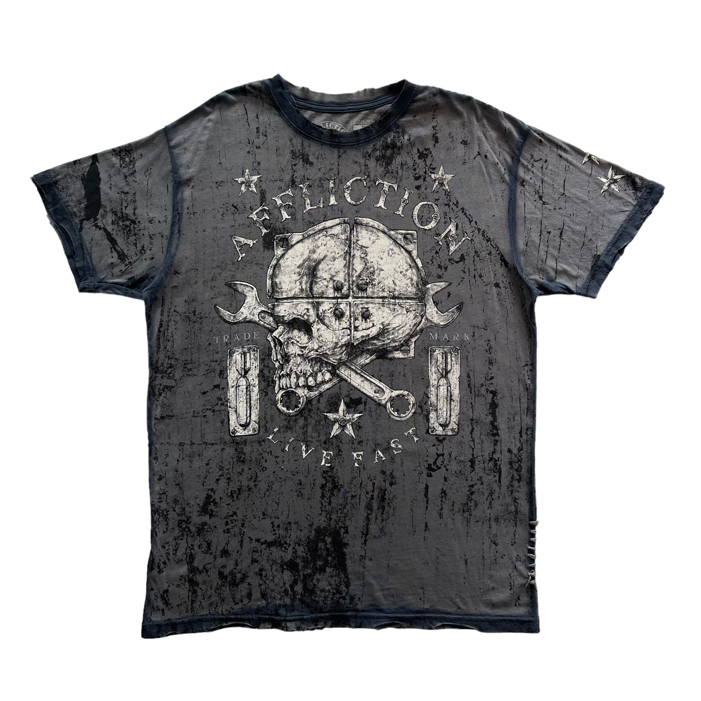 Affliction Live Fast Skull Grunge Cyber Y2K Style T-Shirt